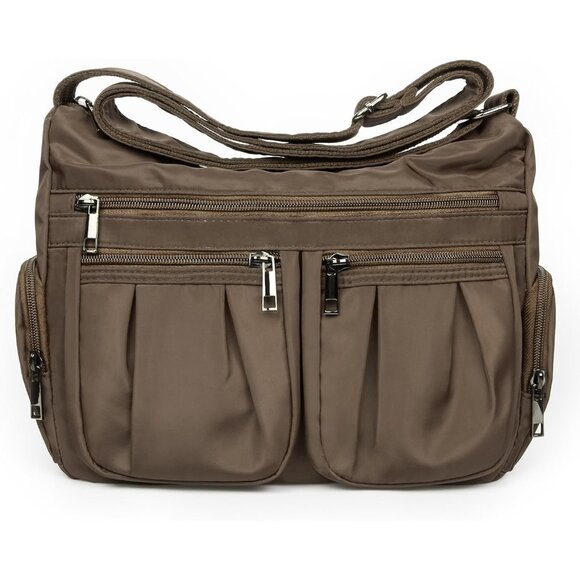 Women Coffee-m Nylon Water Resistant Anti Theft Travel Crossbody Shoulder Bag - Picture 1 of 7